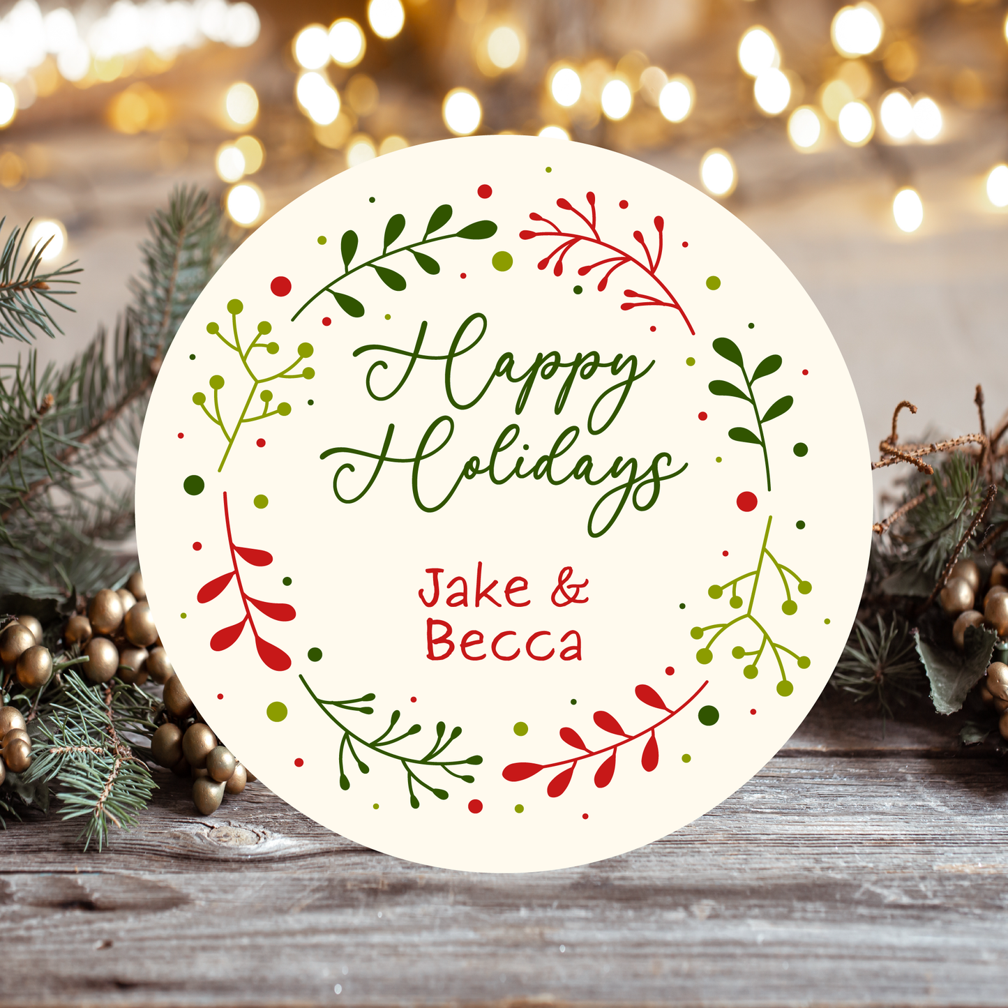 Personalized Happy Holidays Stickers